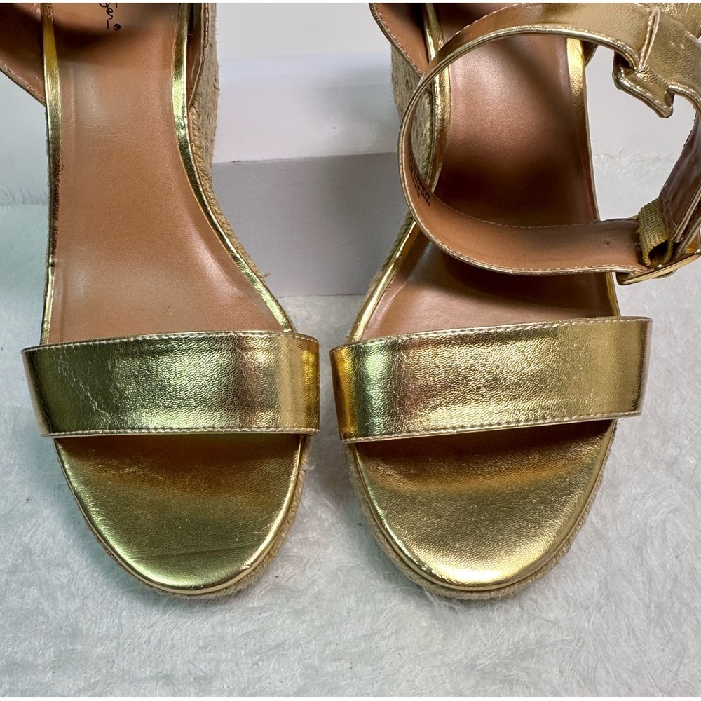 Lilly Pulitzer Gold Espadrille Wedges with Ankle Strap 🌴🍹 - Picture 7 of 12